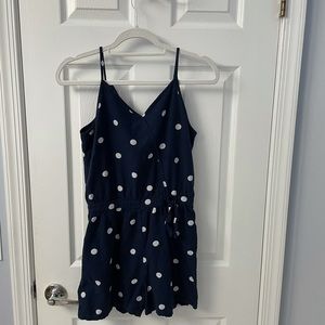 Navy & White Polka Dot Romper